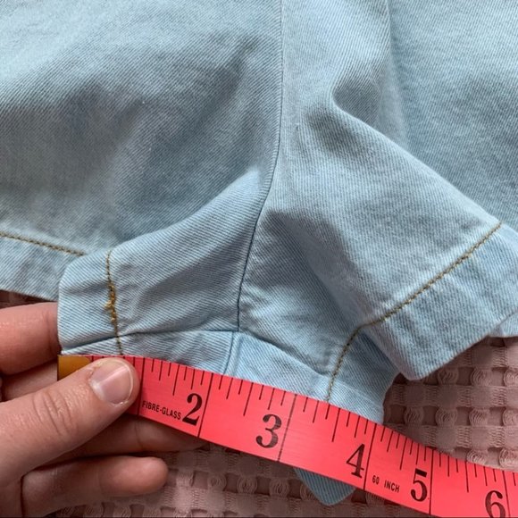 Alice McCall Night Is Young Denim Chambray Romper Shorts Smocked Bell Sleeve 2 S - Picture 12 of 12